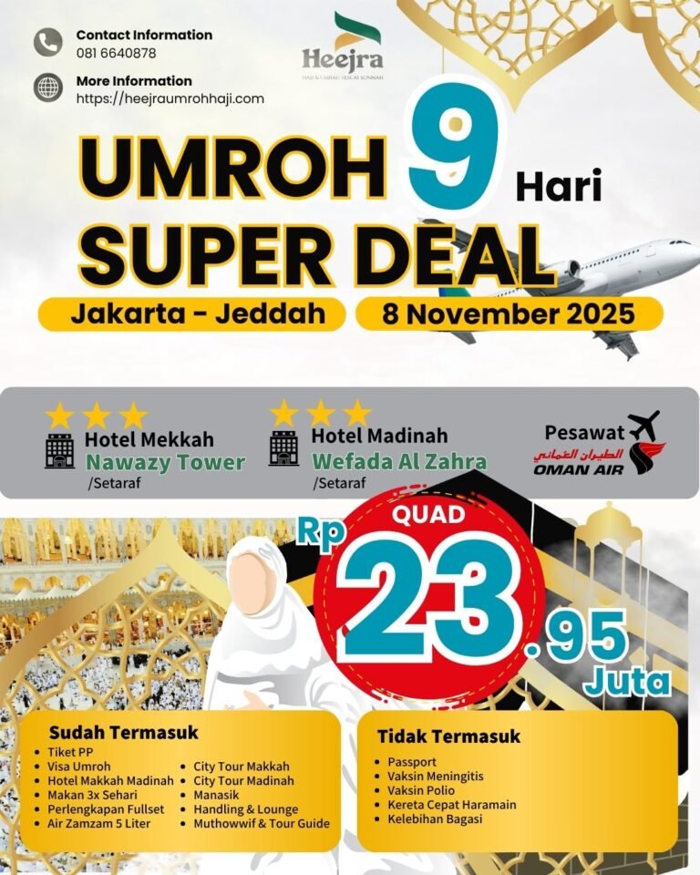 Umrah Omanair 9Hari Jakarta Jeddah 8 November 2025